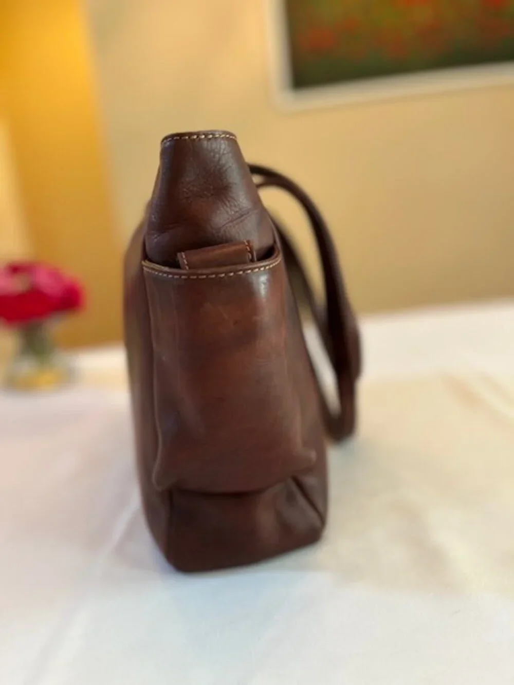 FRYE | Rich Dark Brown Leather Shoulder Bag Tote-EUC - Picture 4 of 16